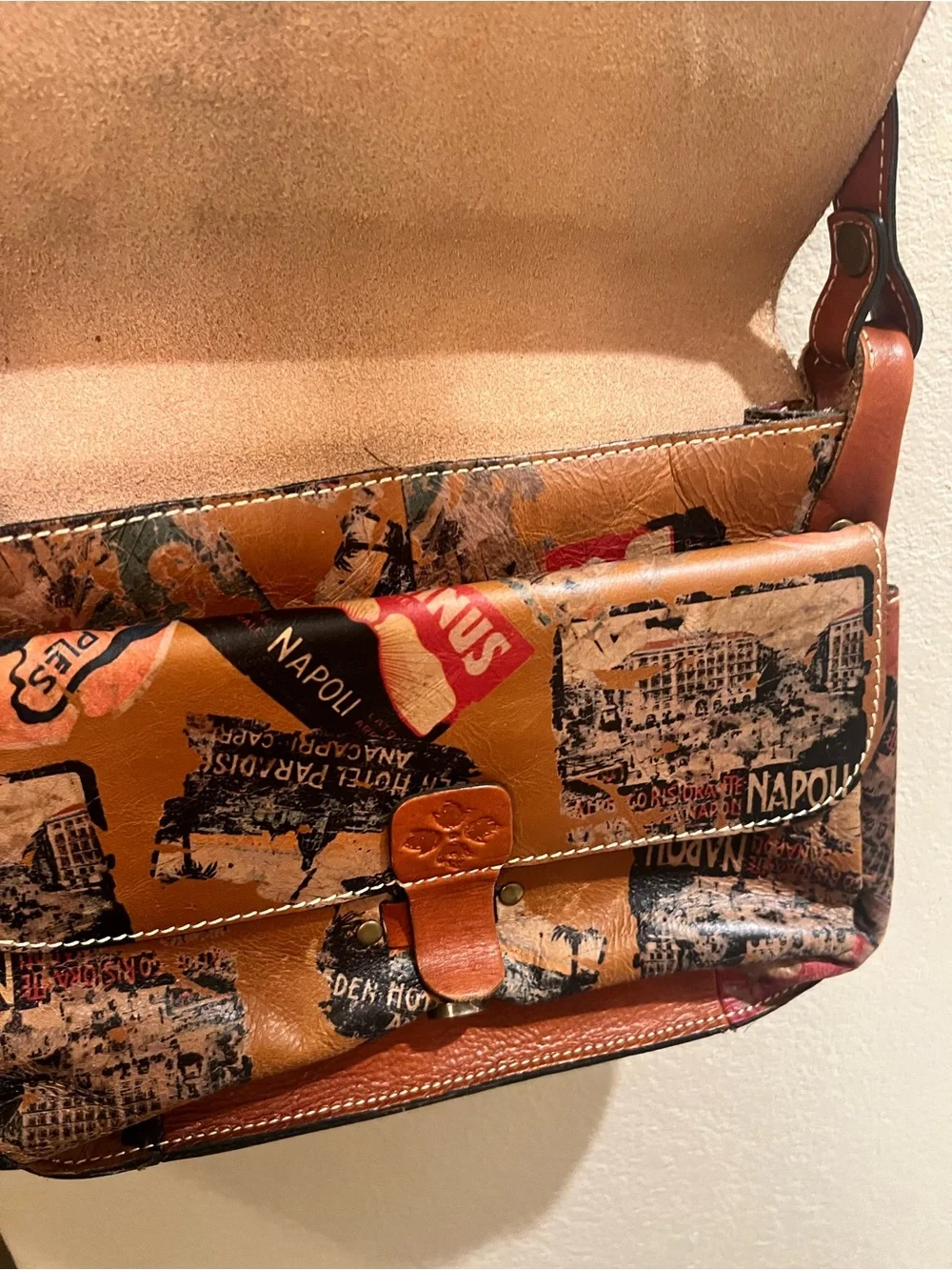 Vintage-Style Patricia Nash Brown Graphic Print Crossbody Bag